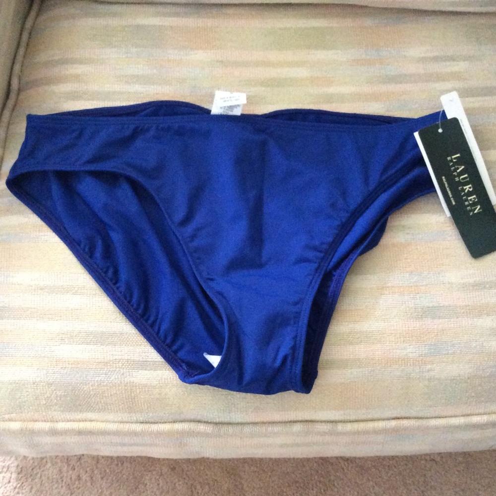 NWT LAUREN RL Blue Bikini Bottom, Sz 12 Swimwear